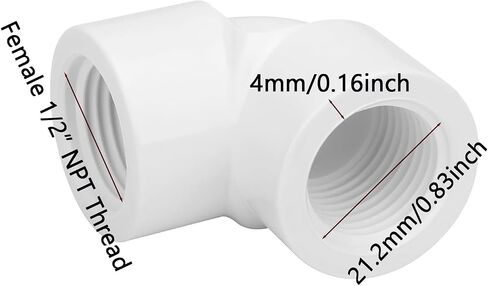 12Pack 1/2" Double Female Thread 90 Degree PVC Elbow Pipe Fitting Connector SCH40 with Waterproof Tape, 1/2Inch Female to Threaded 90 Degree Elbow PVC Corner Adapter Pipe Fitting ﻿ in Kuwait