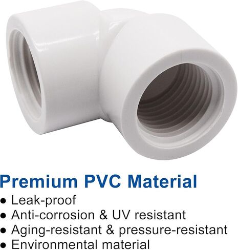 12Pack 1/2" Double Female Thread 90 Degree PVC Elbow Pipe Fitting Connector SCH40 with Waterproof Tape, 1/2Inch Female to Threaded 90 Degree Elbow PVC Corner Adapter Pipe Fitting ﻿ in Kuwait