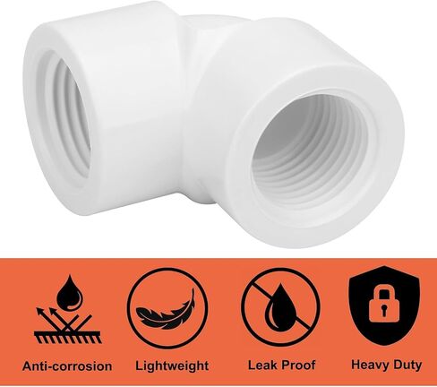 12Pack 1/2" Double Female Thread 90 Degree PVC Elbow Pipe Fitting Connector SCH40 with Waterproof Tape, 1/2Inch Female to Threaded 90 Degree Elbow PVC Corner Adapter Pipe Fitting ﻿ in Kuwait
