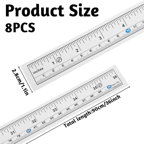 8 PCS Self-Adhesive Measuring Tape, 35 Inch Peel and Stick Tapes Measure Imperial Metric Stick On Ruler Left-Right Reading Ruler Tape for Workbench, Table Saw, Drafting Table in Kuwait