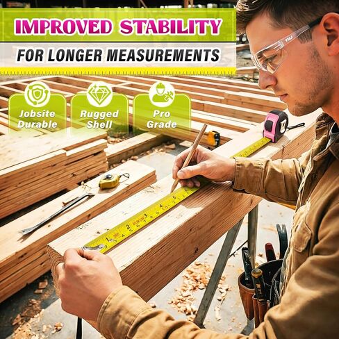 DIYSELF Tape Measure 2 Pack, 25 FT Imperial/Metric Measuring Tape, Easy-Read Retractable Nylon-Coated Blade, Heavy Duty Tape Measure for Carpenter, Construction, Home Use, Magnetic Hook & Belt Clip in Kuwait
