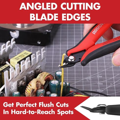 ARROW Micro Wire Cutters, 5" Precision Flush Cutters with Streamlined Handle and Ultra-Sharp Cutting Edge, Side & Diagonal Flush Cut Pliers for Electronics, Jewelry, Crafts, Zip Ties and Soft Wires in Kuwait