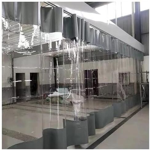 Outdoor Partition Curtain,Tarp Curtain Waterproof,Garage Divider Curtains, Industrial Vinyl Panels with Clear Tarp, Easy to Clean & Install, Customized Size,（Grey,2.7X2.8 M） in Kuwait