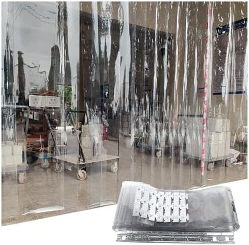 Clear Plastic Door Curtain, PVC Door Curtain Kit,Clear PVC Strip Door Curtain for Commercial and Industrial Use, Ideal for Temperature Control in Warehouses, Barns, and Doorways,（135x280cm/5 in Kuwait
