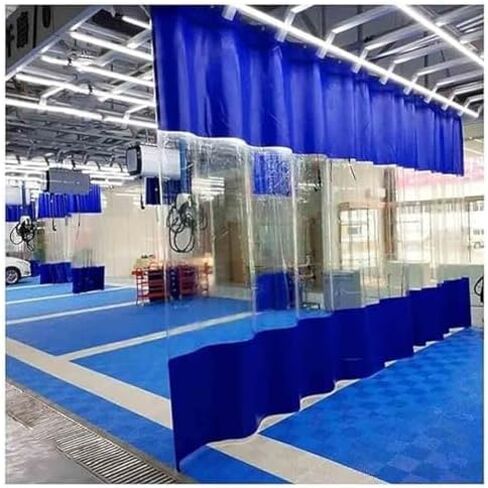 Outdoor Partition Curtain,Tarp Curtain Waterproof,Industrial Wash Bay Curtains and Clear Panel Covers - Heavy Duty Garage Divider Door Curtain for Car Wash and Industrial Use,（Grey,3x2.2m） in Kuwait