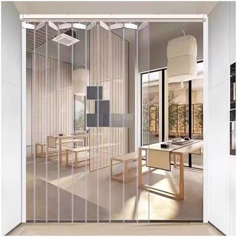 Clear Plastic Door Curtain, PVC Door Curtain Kit,Clear PVC Strip Curtain Door Kit for Coldroom Warehouse and Catering Areas, Folding Sliding Design with Vinyl Material,（Clear,90x250cm/35.43x in Kuwait