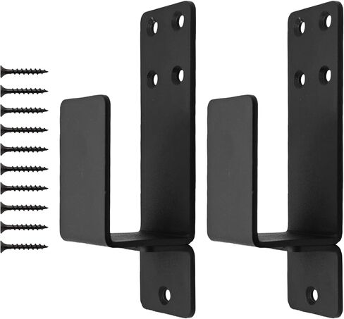2Pcs Door Barricade Brackets, Heavy Duty Bar Holder Brackets for Home Security, Carbon Steel U-Shaped Drop Open Bar Brackets for Door, Barn, Shed, Garage, Fits 2 x 4 Lumber in Saudi Arabia
