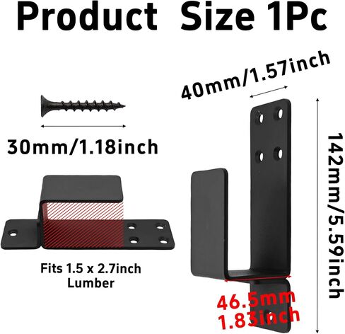 2Pcs Door Barricade Brackets, Heavy Duty Bar Holder Brackets for Home Security, Carbon Steel U-Shaped Drop Open Bar Brackets for Door, Barn, Shed, Garage, Fits 2 x 4 Lumber in Saudi Arabia