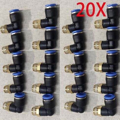 20 قطعة 1/4 "OD PU أنبوب الهواء الكوع المناسب ث/1/8" خيط NPT، النحاس المطلي بالنيكل، الضغط للتوصيل، تصنيف 150 رطل لكل بوصة مربعة in Kuwait