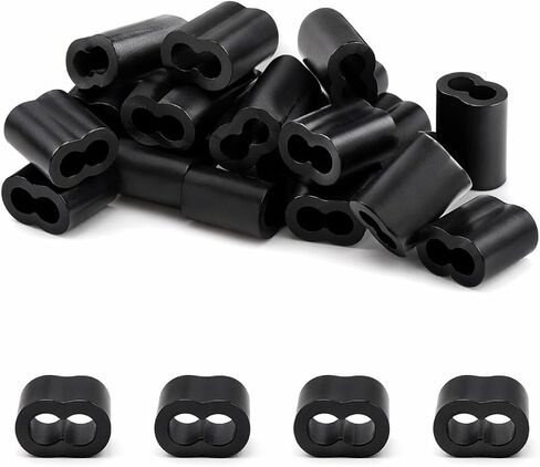 Aluminum Crimping Loop Sleeve Aluminum Crimp Loop Sleeves for Wire Rope Cable 5/32 inch Black Heavy Duty Oval Ferrules for Swaging Cable Loops Corrosion Resistant 50 Pack (1/85 inch (50Pack)) in Kuwait