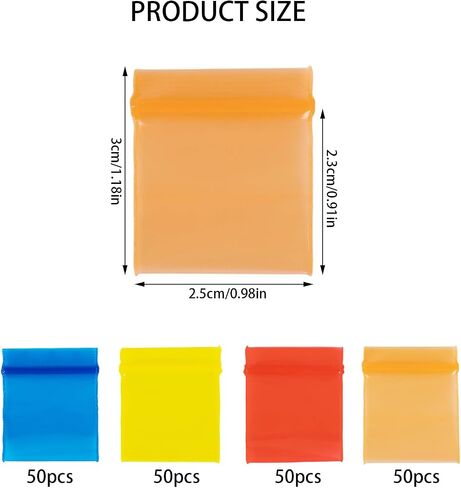 200 Pack 1.1IN*0.98IN MultiColor Mini Plastic Bags, Self-sealing Tiny Baggies Plastic Seal Accessories, Clear Self-sealing Bag for Accessories Snack in Kuwait