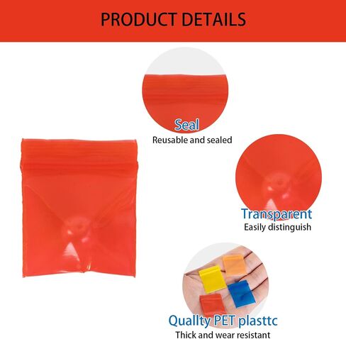 200 Pack 1.1IN*0.98IN MultiColor Mini Plastic Bags, Self-sealing Tiny Baggies Plastic Seal Accessories, Clear Self-sealing Bag for Accessories Snack in Kuwait
