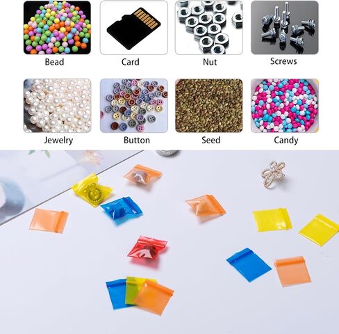 200 Pack 1.1IN*0.98IN MultiColor Mini Plastic Bags, Self-sealing Tiny Baggies Plastic Seal Accessories, Clear Self-sealing Bag for Accessories Snack in Kuwait