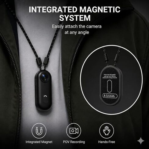 Winnes 4K Mini Body Camera, Action Body Cam Thumb Sports Camera Hands Free Waterproof 30M POV Video Recording Wearable with Necklace,Magnetic Clip,Helmet Cam for Cycling,Ski,Motorcycle,Pets-Black in Saudi Arabia