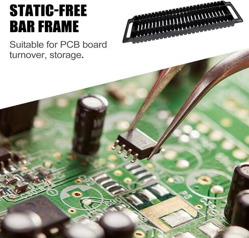 PCB Rack Plastic Anti- Static ESD Circulation Rack Shelf, Dual- Ear 25 Slot PCB Circuit Board Storage Tray Holder PC Board Relays Bar (2Pcs, Black) Static- Frame in Kuwait