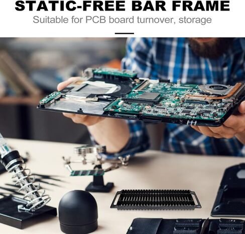 PCB Rack Plastic Anti- Static ESD Circulation Rack Shelf, Dual- Ear 25 Slot PCB Circuit Board Storage Tray Holder PC Board Relays Bar (2Pcs, Black) Static- Frame in Kuwait