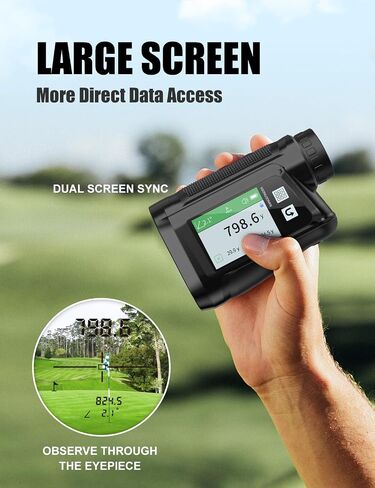 Golf Rangefinder with Voice Announcement & Dual Display, 1650 Yards Range Finder for Golf, 6-6.5X Magnification, with Height & Speed Measurement, Multifunctional Outdoor Rangefinder in Kuwait