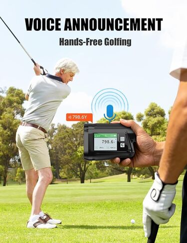 Golf Rangefinder with Voice Announcement & Dual Display, 1650 Yards Range Finder for Golf, 6-6.5X Magnification, with Height & Speed Measurement, Multifunctional Outdoor Rangefinder in Kuwait