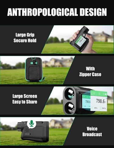 Golf Rangefinder with Voice Announcement & Dual Display, 1650 Yards Range Finder for Golf, 6-6.5X Magnification, with Height & Speed Measurement, Multifunctional Outdoor Rangefinder in Kuwait
