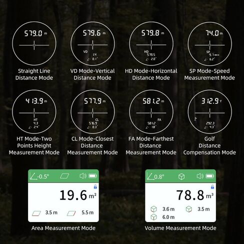 Golf Rangefinder with Voice Announcement & Dual Display, 1650 Yards Range Finder for Golf, 6-6.5X Magnification, with Height & Speed Measurement, Multifunctional Outdoor Rangefinder in Kuwait