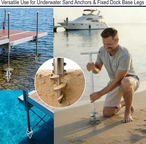 304 Stainless Steel Dock Sand Anchor (Sand Cone Drill) - Versatile Use for Underwater Sand Anchors & Fixed Dock Base Legs, Compatible with PVC, Aluminum & Stainless Steel Pipes (Silver) in Kuwait