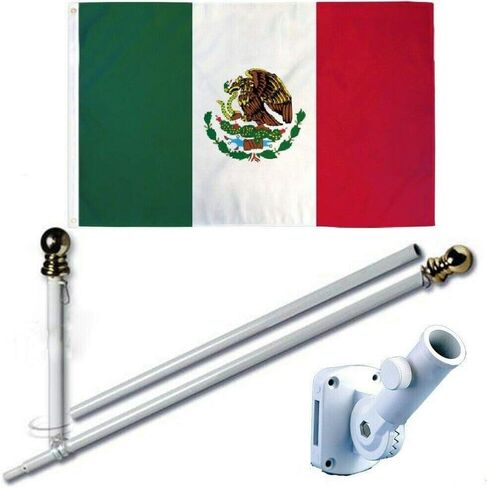 Ant Enterprises Mexico Mexican 3 x 5 FT Flag w/ 6-Ft Spinning Flag Pole + Bracket (Tangle Free) in Kuwait