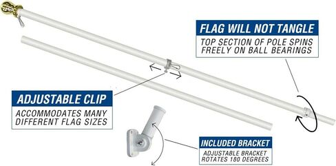 Ant Enterprises Mexico Mexican 3 x 5 FT Flag w/ 6-Ft Spinning Flag Pole + Bracket (Tangle Free) in Kuwait