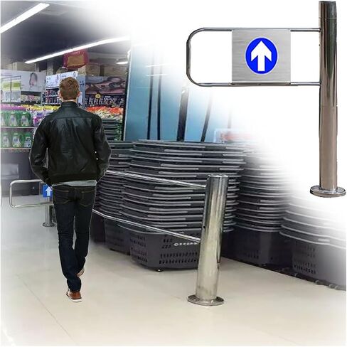 Spring-Loaded Safety Swing Gate 24"x39" | Automatic Closing One-Way Door for Hallways, Entrances, Libraries & Stores | Secure Passage Barrier - Silver Finish,Silver-r-70x100cm (28x39in) in Kuwait