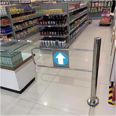 Spring-Loaded Safety Swing Gate 24"x39" | Automatic Closing One-Way Door for Hallways, Entrances, Libraries & Stores | Secure Passage Barrier - Silver Finish,Silver-r-90x100cm (36x39in) in Kuwait
