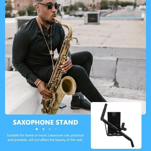 Toddmomy Wall Mount Alto Saxophone Hanger Metal Saxophone Storage Rack with Mesh Hook Accessory for Home and Studio in Kuwait