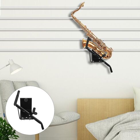 Toddmomy Wall Mount Alto Saxophone Hanger Metal Saxophone Storage Rack with Mesh Hook Accessory for Home and Studio in Kuwait