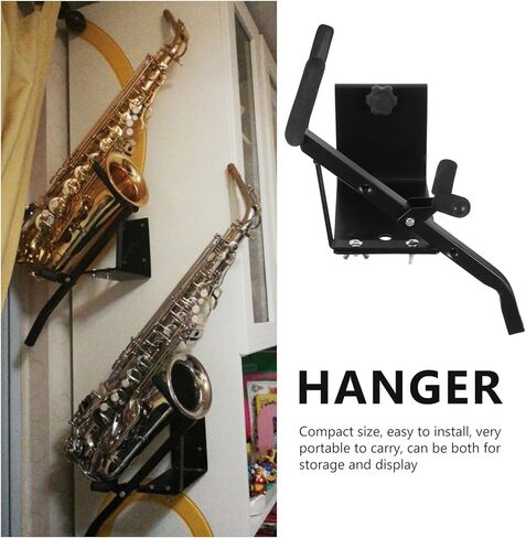 Toddmomy Wall Mount Alto Saxophone Hanger Metal Saxophone Storage Rack with Mesh Hook Accessory for Home and Studio in Kuwait