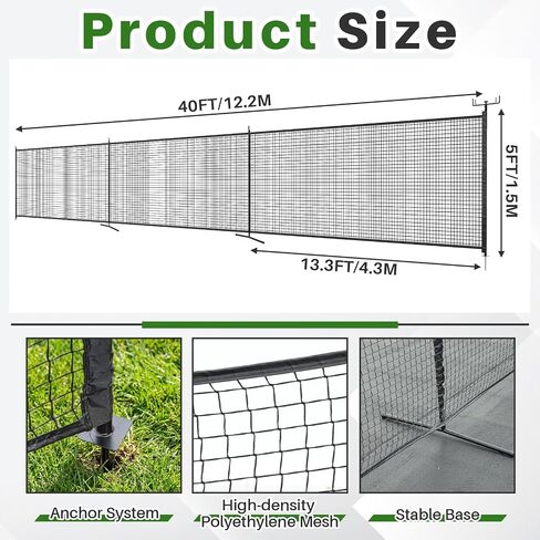 25 x 5FT Driveway Guard Barricade Net, Heavy Duty Driveway Safety Net, Anti-Tear Removable Defensive Netting with Spiral Ground Stakes and Support Poles, Visual Barrier for Playtime Safety in Saudi Arabia