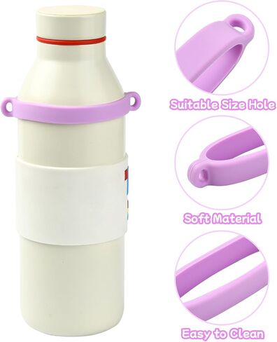 LiQunSweet 6 pcs 6 Colors Silicone Hanging Water Bottle Cup Sleeve Ring Drink Holder Rubber Handle Strap Portable Rope for DIY Carrying Cup Bottle Accessories in Kuwait