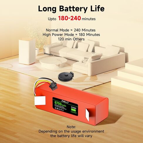 بطارية Roborock S7 MaxV Ultra لـ Xiaomi Roborock S4 S5 S6 S7 MaxV/MaxV Ultra/Pure، S50 S51 S55 Q5 Q5+ Q7 Brr-2p4s-5200s E4 E5 E20 E25 Max Pro Roboter Staubsauger 14.4V 6700mAh in Kuwait
