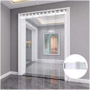 Clear Plastic Door Curtain, PVC Door Curtain Kit,Transparent PVC Strip Curtain Kit for Workshop and Garage Doorways,（Clear,150x280cm/59.06x110.24in） in Kuwait