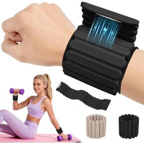 Abahub Wearable Wrist & Ankle Weights Set of 2, Stackable Magnetic Weighted Bracelet for Women, Waterproof Silicone Arm Leg Weights for Home Gym Workout, Walking, Yoga & Pilates - Black, 4.4LB in Kuwait
