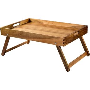 Extra Large Folding Bed Tray Table, 22’’ x 14’’ Acacia Wood Breakfast Tray, Food Serving Tray with Legs for Eating in Bed in Kuwait