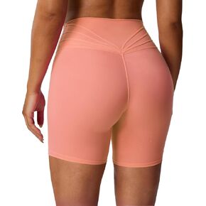 Aoxjox Trinity Workout Biker Shorts for Women Tummy Control High Waisted Exercise Athletic Gym Running Yoga Short 6" (Papaya, Small) in Kuwait