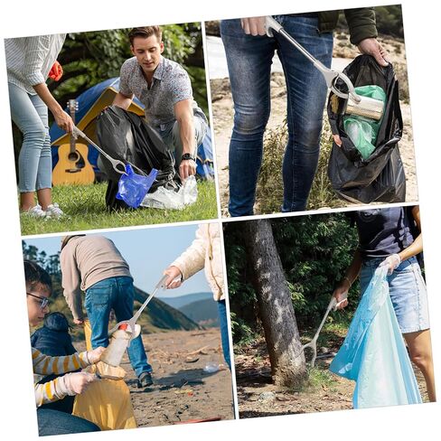 60cm Stainless Steel Garbage Clamp Trash Picker Tool with Plastic Grip, Outdoor Rubbish Pick up Clip for Sanitation and Waste Collection, Heavy-Duty Litter Grabber for Cleanup in Kuwait
