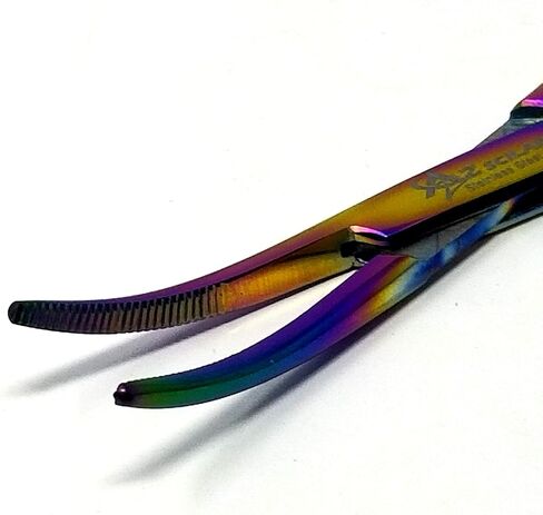 Rainbow Multi Color Kelly Hemostat Forceps 5.5" (14cm) Curved, Stainless Steel (Pack of 1) in Kuwait
