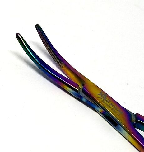 Rainbow Multi Color Kelly Hemostat Forceps 5.5" (14cm) Curved, Stainless Steel (Pack of 1) in Kuwait