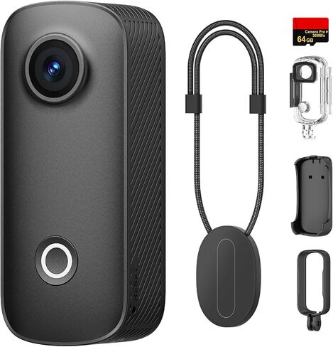 SJCAM C100PRO 4K POV Action Camera, 32g Ultra-Light Thumb Camera, Magnetic Wearable POV Cam for Vlogging, 30m Waterproof Underwater, 5G WiFi, Portable Small Video Camera for Travel,Black in Kuwait