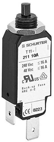 SCHURTER T11-311-4 1P, 240V, 4A; Product Range:T11 Series; Voltage Rating VAC:240VAC; Voltage Rating VDC:48VDC; Current Rating:4A; NO. of Poles:1 Pole; Circuit Breaker MOUNTING:Panel; AC:240V in Kuwait