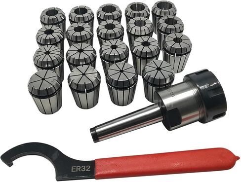 MTA MTB Morse Taper Shank ER32 MT2 M10 MT3 M12 MT4 M16 Thread + ER32 Spring Collet Set ER32 Wrench CNC Engraving Machine Spindle(MTA3-ER32-9PCS) in Kuwait