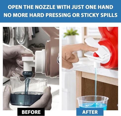 4 Pack Laundry Detergent dispenser Nozzle Switch Holder, Drip-Free Nozzle Force-Saving Switch for Detergent and Softener, Easy-Press Spout Opener Fits Most Large Bottles in Kuwait