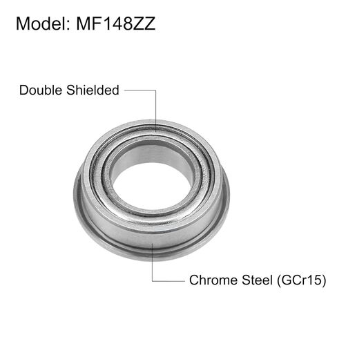 Uxcell MF148ZZ محمل كروي ذو حواف 8 × 14 × 4 مم محامل شفة فولاذية كروم مزدوجة الحماية، 4 قطع in Kuwait