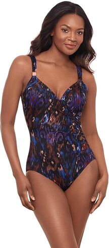 Miraclesuit Women's Swimwear Tapiz Siren Tummy Control Underwire Bra One Piece Swimsuit, Black/Multi, 16 in Kuwait