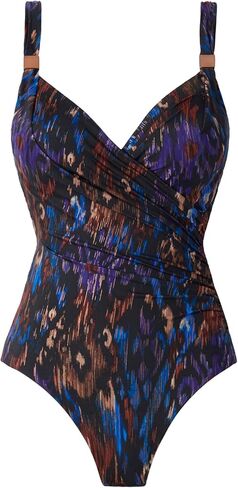 Miraclesuit Women's Swimwear Tapiz Siren Tummy Control Underwire Bra One Piece Swimsuit, Black/Multi, 16 in Kuwait