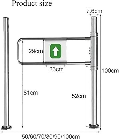 Stainless Steel Spring-Loaded Swing Gate - 90x100cm Safety Barrier Access Door, Easy Installation, Durable for Commercial & Industrial Use, Sleek Silver Finish,Silver-l-100×100 cm in Kuwait